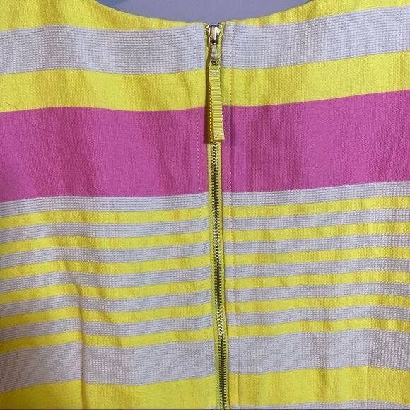 LOFT Pink and yellow striped Shift Dress Size 8 - Picture 6 of 9
